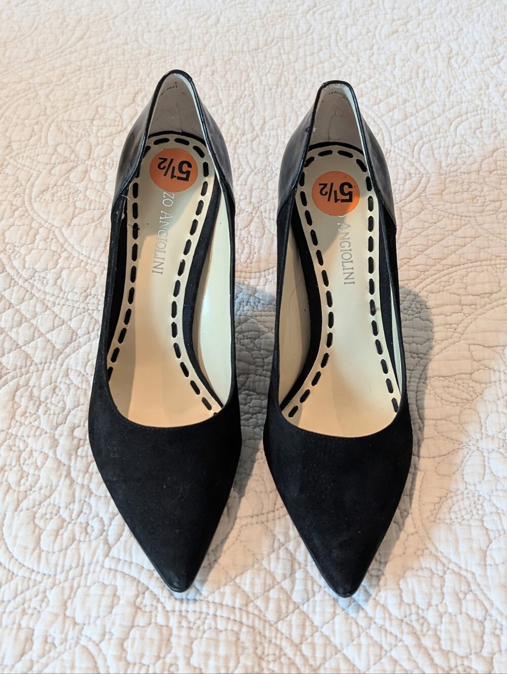 NWOT Enzo Angiolini Black Suede Leather 4" High Heel Pumps Size 5 1/2 - Picture 2 of 7